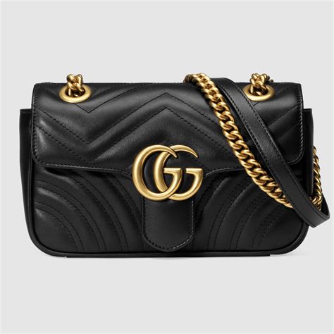 gucci gg marmont leather mini chain bag black|Gucci Marmont matelasse mini bag.